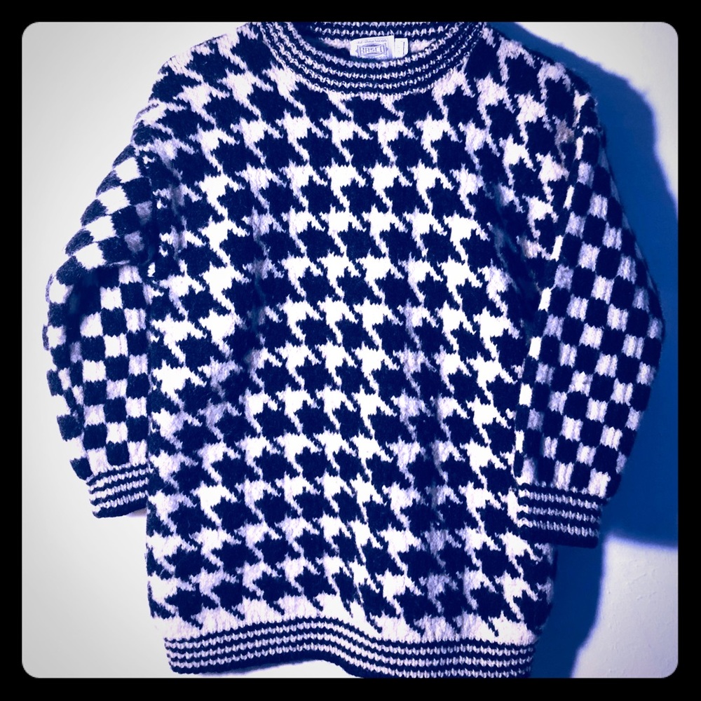 Thick wool check print sweater